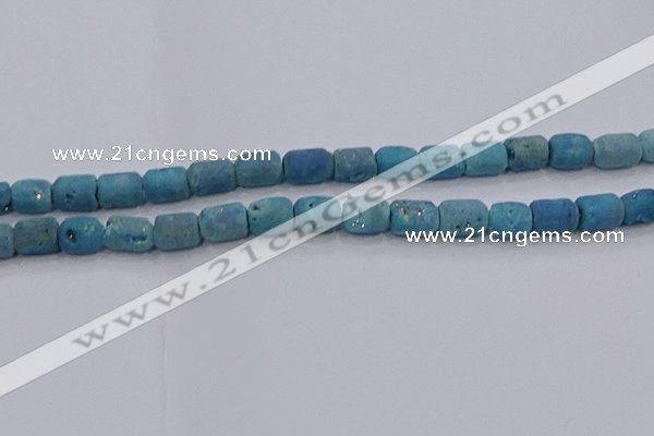 CDQ605 8 inches 6*8mm drum druzy quartz beads wholesale