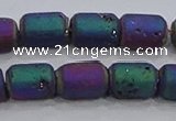 CDQ614 8 inches 6*8mm drum druzy quartz beads wholesale