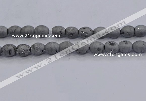 CDQ620 8 inches 10*12mm rice druzy quartz beads wholesale