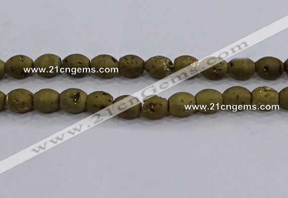 CDQ621 8 inches 10*12mm rice druzy quartz beads wholesale