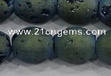 CDQ640 8 inches 12*14mm rice druzy quartz beads wholesale