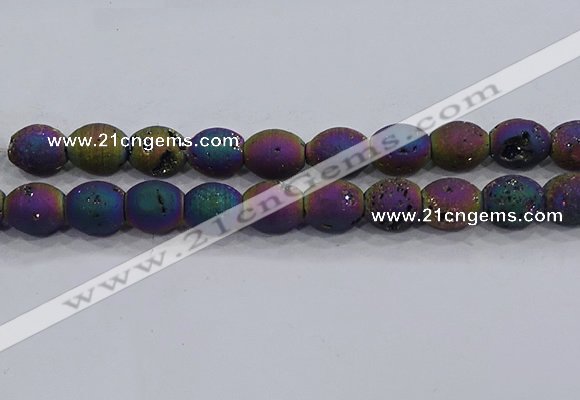 CDQ641 8 inches 12*14mm rice druzy quartz beads wholesale