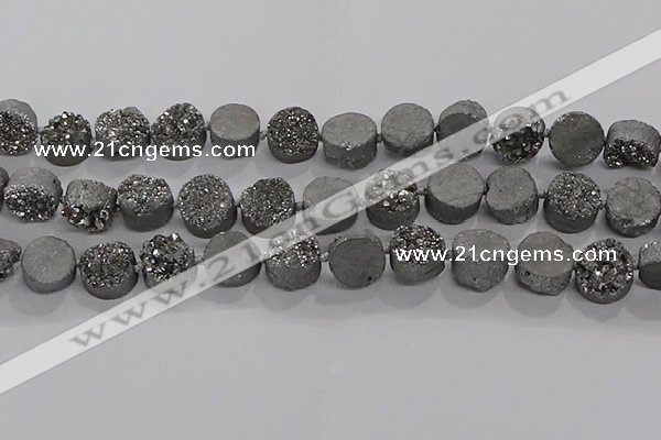 CDQ702 8 inches 12mm coin druzy quartz beads wholesale