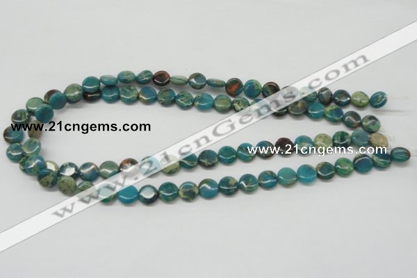 CDS10 16 inches 10mm flat round dyed serpentine jasper beads wholesale