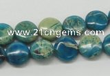 CDS11 16 inches 12mm flat round dyed serpentine jasper beads wholesale