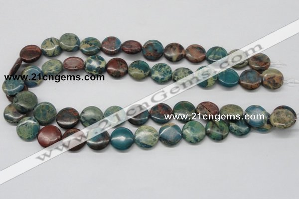 CDS12 16 inches 16mm flat round dyed serpentine jasper beads wholesale