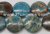 CDS14 16 inches 18mm flat round dyed serpentine jasper beads wholesale