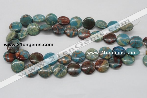 CDS14 16 inches 18mm flat round dyed serpentine jasper beads wholesale