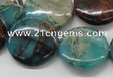 CDS15 16 inches 25mm flat round dyed serpentine jasper beads wholesale