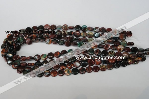 CDS198 15.5 inches 10mm flat round dyed serpentine jasper beads