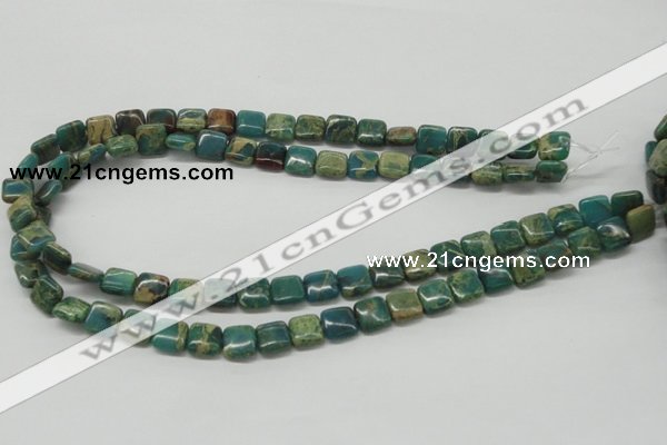 CDS20 16 inches 10*10mm square dyed serpentine jasper beads wholesale