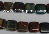 CDS262 15.5 inches 12*12mm square dyed serpentine jasper beads