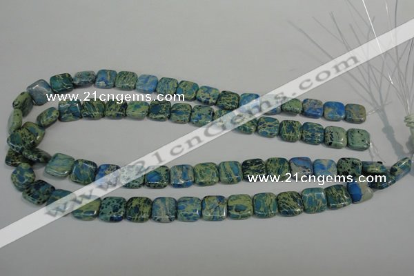 CDS270 15.5 inches 12*12mm square dyed serpentine jasper beads