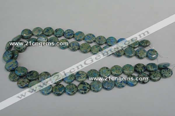 CDS272 15.5 inches 14mm flat round dyed serpentine jasper beads