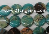 CDS32 15.5 inches 14mm flat round dyed serpentine jasper beads