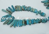 CDS500 Top drilled 8*20mm - 10*55mm sticks serpentine jasper beads