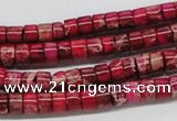 CDT11 15.5 inches 4*6mm cylinder dyed aqua terra jasper beads