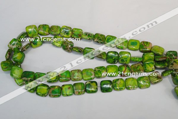 CDT121 15.5 inches 14*14mm square dyed aqua terra jasper beads