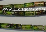 CDT140 15.5 inches 6*12mm tube dyed aqua terra jasper beads