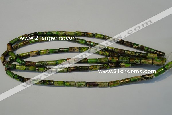 CDT140 15.5 inches 6*12mm tube dyed aqua terra jasper beads