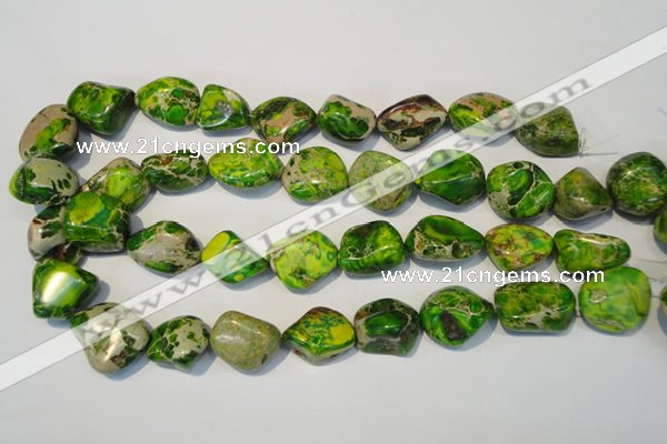 CDT154 15.5 inches 15*20mm nugget dyed aqua terra jasper beads