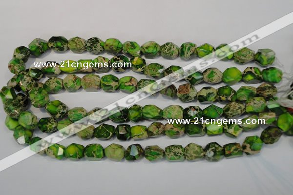 CDT155 15.5 inches 10*12mm faceted nugget dyed aqua terra jasper beads