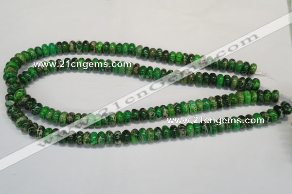 CDT161 15.5 inches 6*10mm rondelle dyed aqua terra jasper beads