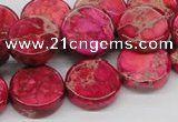 CDT17 15.5 inches 16mm coin dyed aqua terra jasper beads