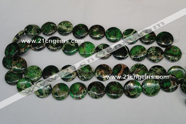 CDT174 15.5 inches 20mm flat round dyed aqua terra jasper beads