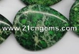CDT195 15.5 inches 30*40mm flat teardrop dyed aqua terra jasper beads