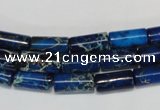 CDT226 15.5 inches 6*12mm tube dyed aqua terra jasper beads