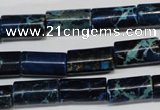 CDT228 15.5 inches 8*16mm tube dyed aqua terra jasper beads