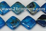 CDT248 15.5 inches 16*16mm diamond dyed aqua terra jasper beads