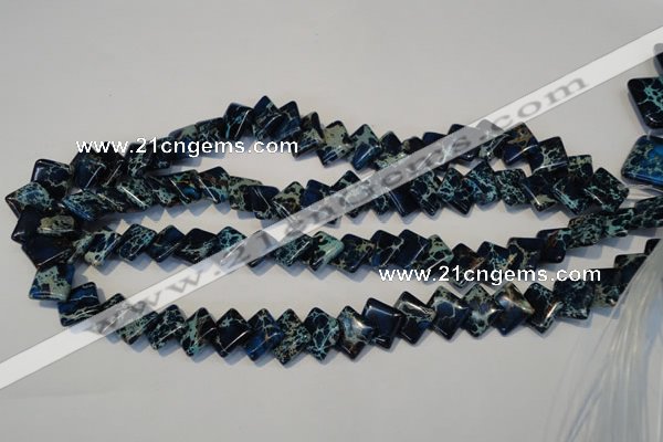 CDT255 15.5 inches 12*12mm diamond dyed aqua terra jasper beads