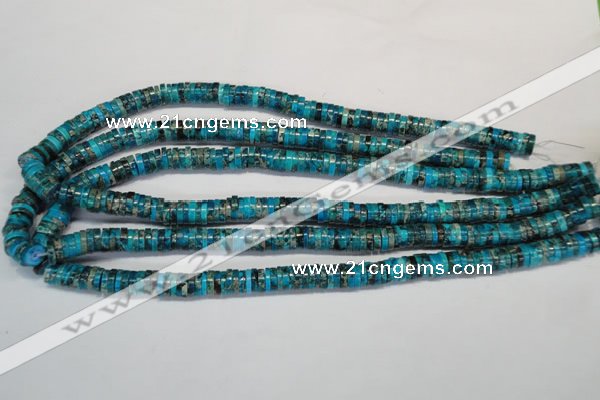 CDT276 15.5 inches 2*8mm heishi dyed aqua terra jasper beads