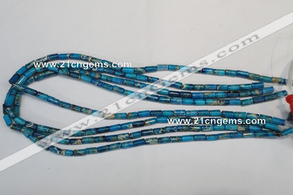 CDT278 15.5 inches 4*8mm tube dyed aqua terra jasper beads