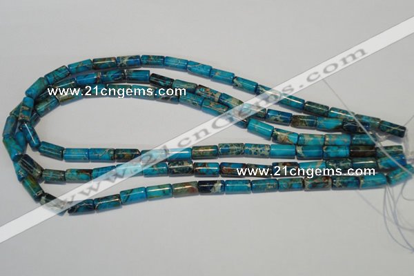 CDT279 15.5 inches 6*12mm tube dyed aqua terra jasper beads