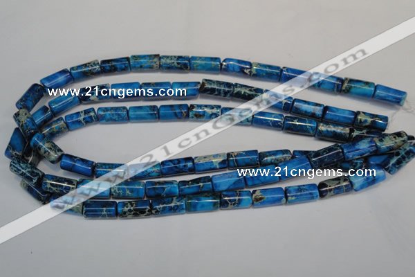 CDT282 15.5 inches 8*17mm tube dyed aqua terra jasper beads