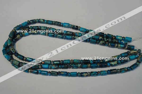 CDT288 15.5 inches 3*6mm rondelle & 6*9mm tube dyed aqua terra jasper beads