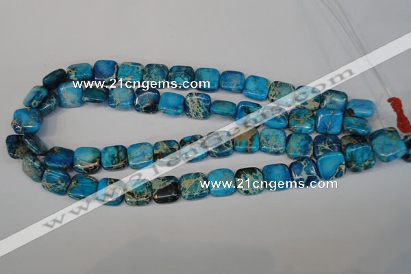 CDT300 15.5 inches 14*14mm square dyed aqua terra jasper beads