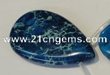 CDT345 Top-drilled 30*50mm flat teardrop dyed aqua terra jasper beads