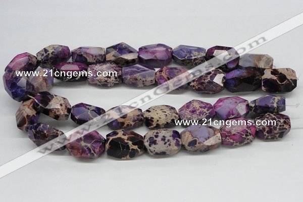 CDT39 15.5 inches 20*25mm faceted nuggets dyed aqua terra jasper beads
