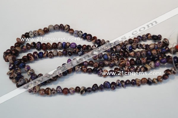 CDT390 15.5 inches 6*9mm nugget dyed aqua terra jasper beads