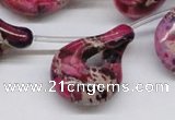 CDT43 15.5 inches 22*35mm petal shaped dyed aqua terra jasper beads