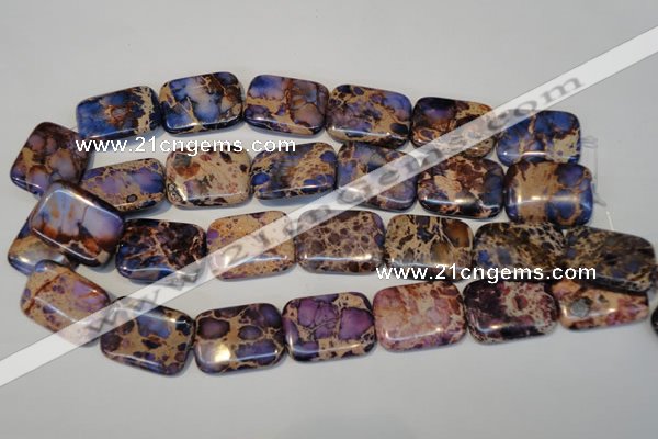 CDT440 15.5 inches 20*30mm rectangle dyed aqua terra jasper beads