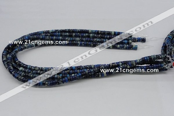CDT50 15.5 inches 3*6mm coin dyed aqua terra jasper beads wholesale