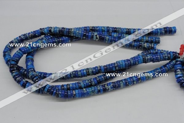 CDT51 15.5 inches 3*10mm coin dyed aqua terra jasper beads