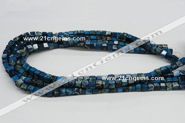 CDT52 15.5 inches 6*6mm cube dyed aqua terra jasper beads wholesale