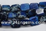 CDT54 15.5 inches 10*10mm square dyed aqua terra jasper beads