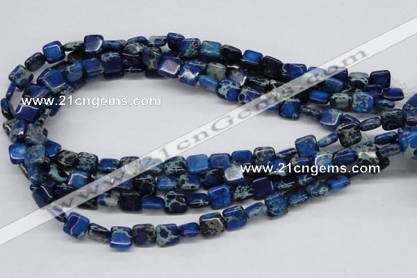 CDT54 15.5 inches 10*10mm square dyed aqua terra jasper beads